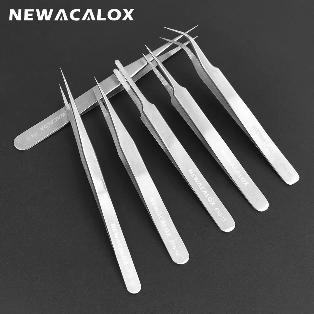 NEWACALOX ремонт ручные инструменты антистатические анти-кислотная Точность Пинцет немагнитные советы для электроники ювелирных изделий 6
