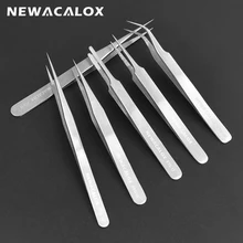 

NEWACALOX 6pcs/set Precision Tweezers Anti-static Anti-acid Non-magnetic Tips for Electronics Jewelry-making Repair Hand Tools