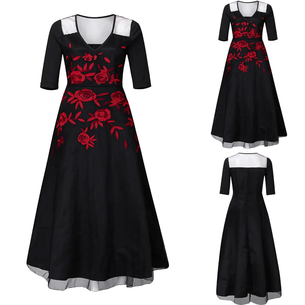 dresses woman party night plus size Womens Floral 3/4 Sleeve Maxi Dress Ladies Evening Party Cocktail Long Dress vestido de #THY dresses woman party night plus size Womens Floral 3/4 Sleeve Maxi Dress Ladies Evening Party Cocktail Long Dress vestido de #THY