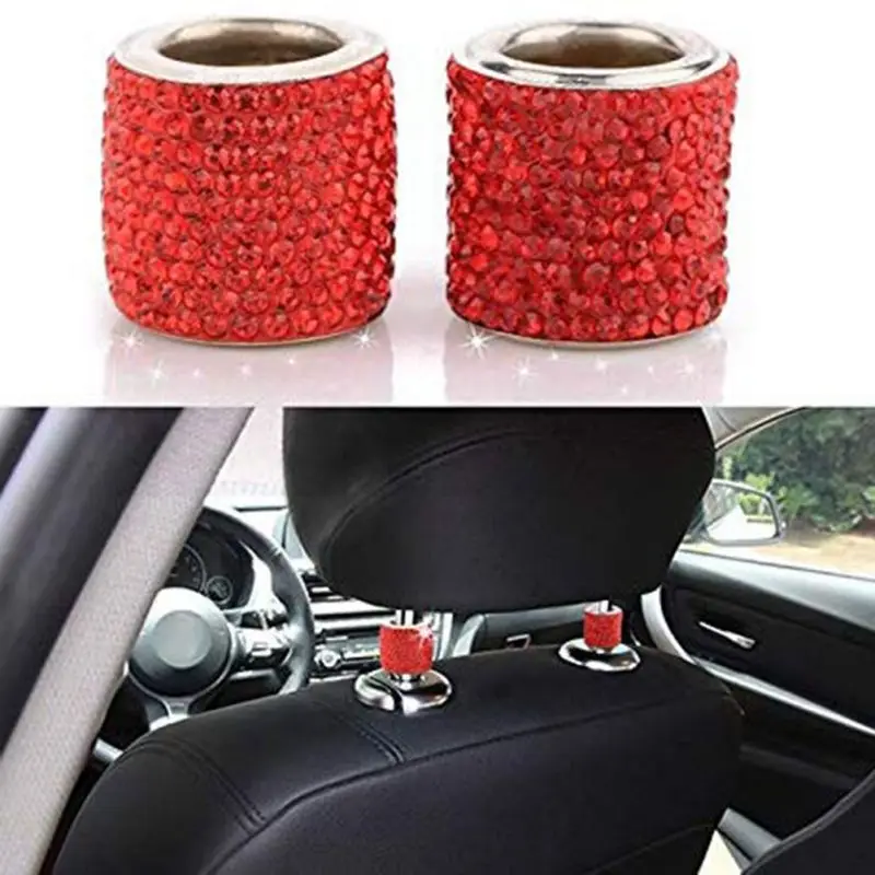 2pcs Car Seat Rod Diamond Ring Car-styling Ornament Bling Icy Crystal Headseat Headrest Collar Decor Interior Moulding | Автомобили и