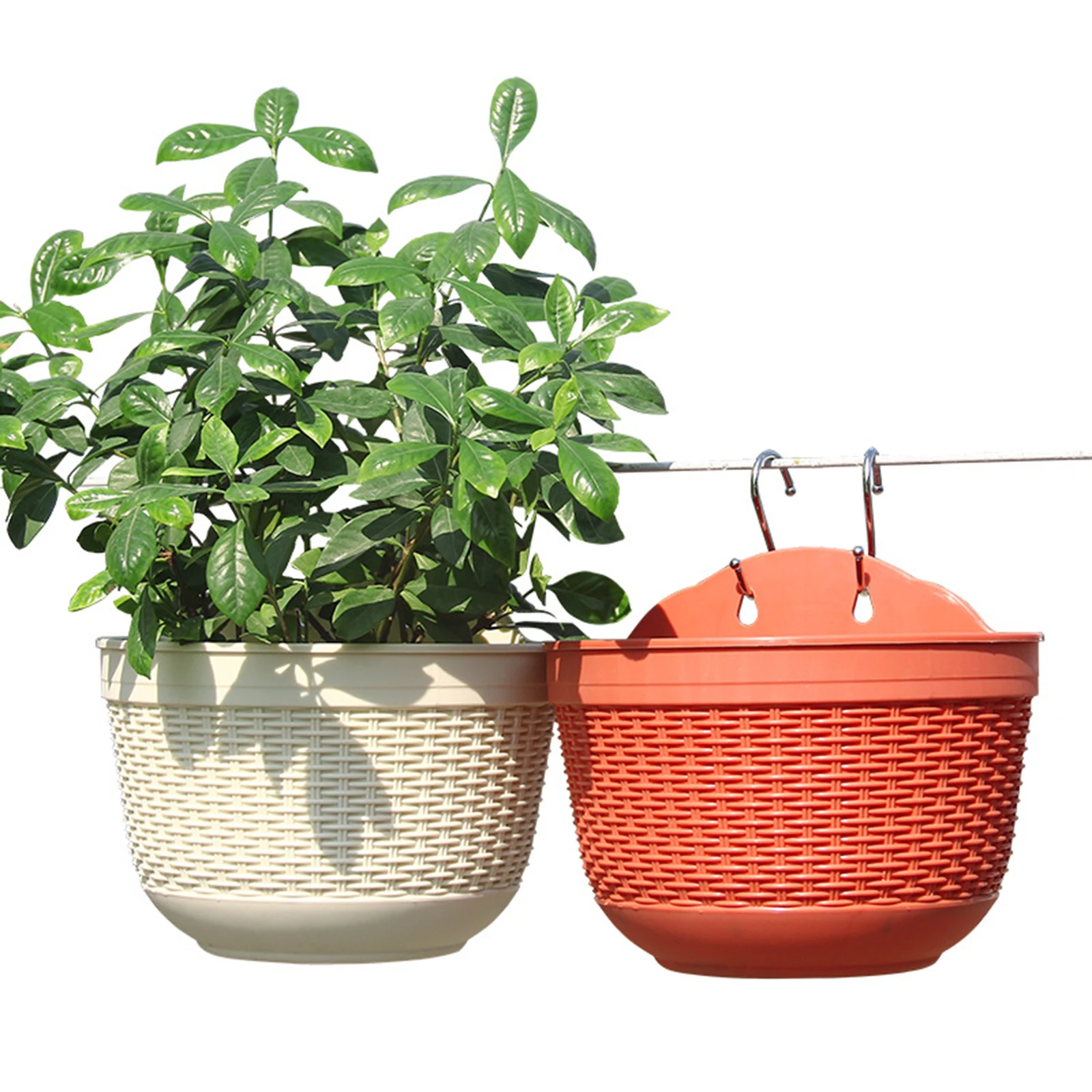 

Imitation Rattan Weaving Creative Flower Planter Garden Bonsai Pot Flowerpot Wall Hanging Plant Grow Basin Baskets Yard Balcony