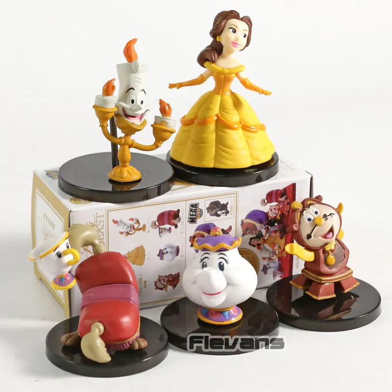 WCF Красавица и Чудовище Belle Cogsworth Mrs. Pott Lumiere мини ПВХ Фигурки коллекционные игрушки 5 шт./компл