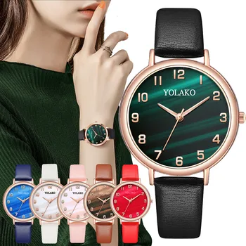 

YOLAKO Ladies Christmas Quartz Watch Sleek Minimalist Fashion With Strap Dial Women's Quartz Watch Gift Simple temperament #N03