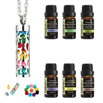 

1pc Aromatherapy Jewelry Aroma Diffuser Necklace + 6pcs Essential Oils Gifts Perfume Essential Oil Pendant with 10pcs Felt Pads