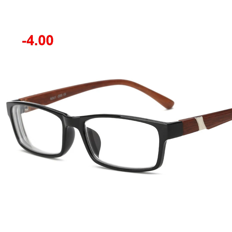 black brown -4.00 Очки для женщин и мужчин с оптической отделкой от близорукости, по рецепту прямоугольные оправа для очков близорукие модные очки прозрачные очки - Цвет оправы: black brown -4.00