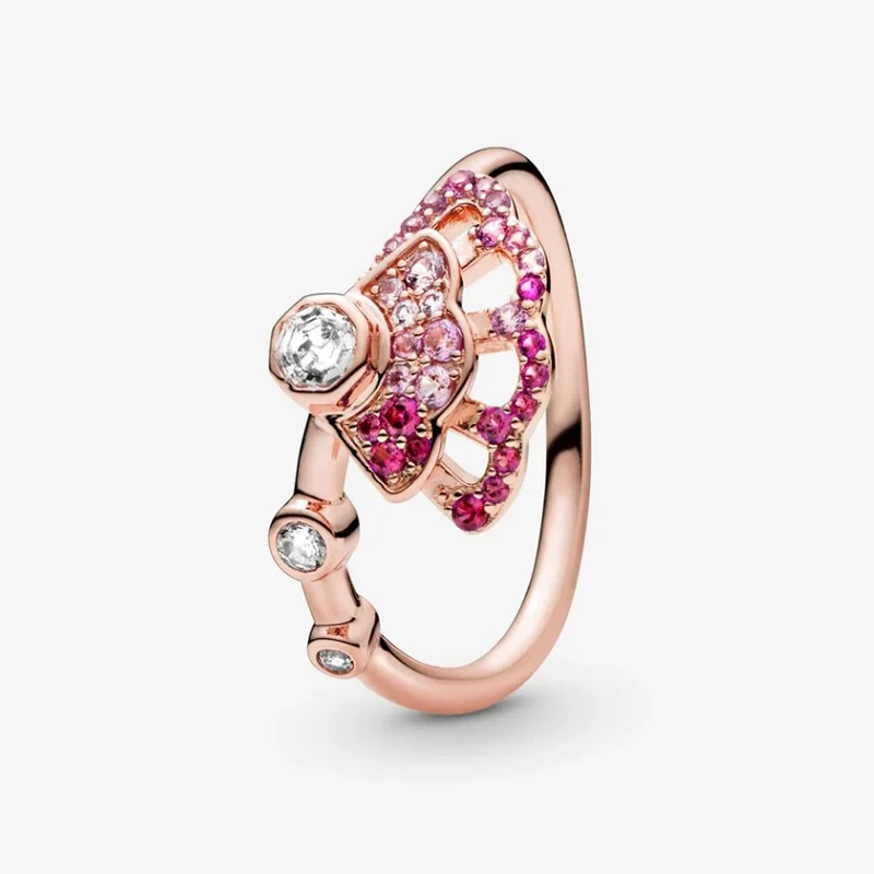 

Женское кольцо из серебра 100% пробы, с розовой подвеской