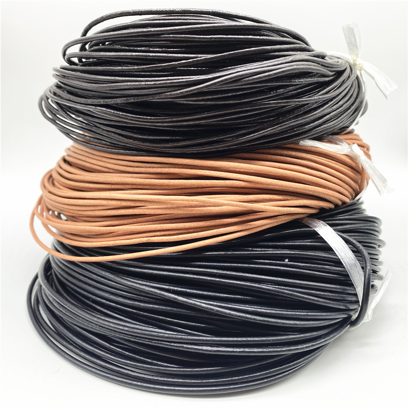 1mm 1.5mm 2mm 2.5mm 3mm Genuine Cow Leather Round Thong Cord DIY Shamballa Bracelet Findings Rope String For Jewelry Making