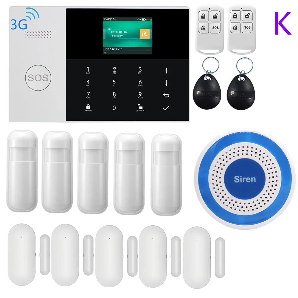 3g wifi gprs sim-карта SMS rfid-карта приложение дистанционное управление Беспроводная система домашней безопасности с 9 языками голосовой сигнализации - Цвет: PG-105-3G-2-K