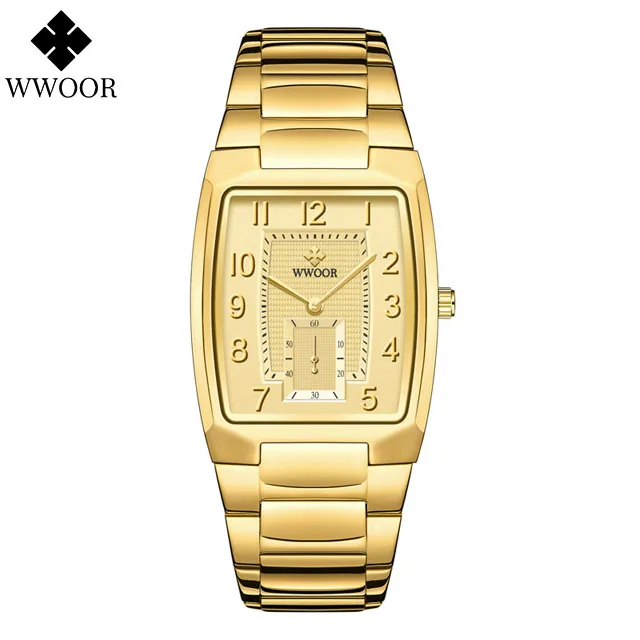 WWOOR Fashion Watches For Men Top Brand Luxury Waterproof Square Clock Stop Men Watch Casual Quartz WristWatch Reloj Hombre 2021 