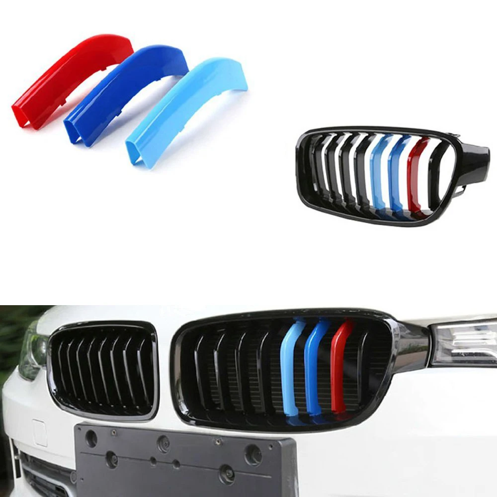 

M-Colored Grill Insert Trims Buckle Fit 8 Beams Black Kidney Grille For BMW 3 Series F30 F31 320i 3280 330i 335i 340i 2013-2017