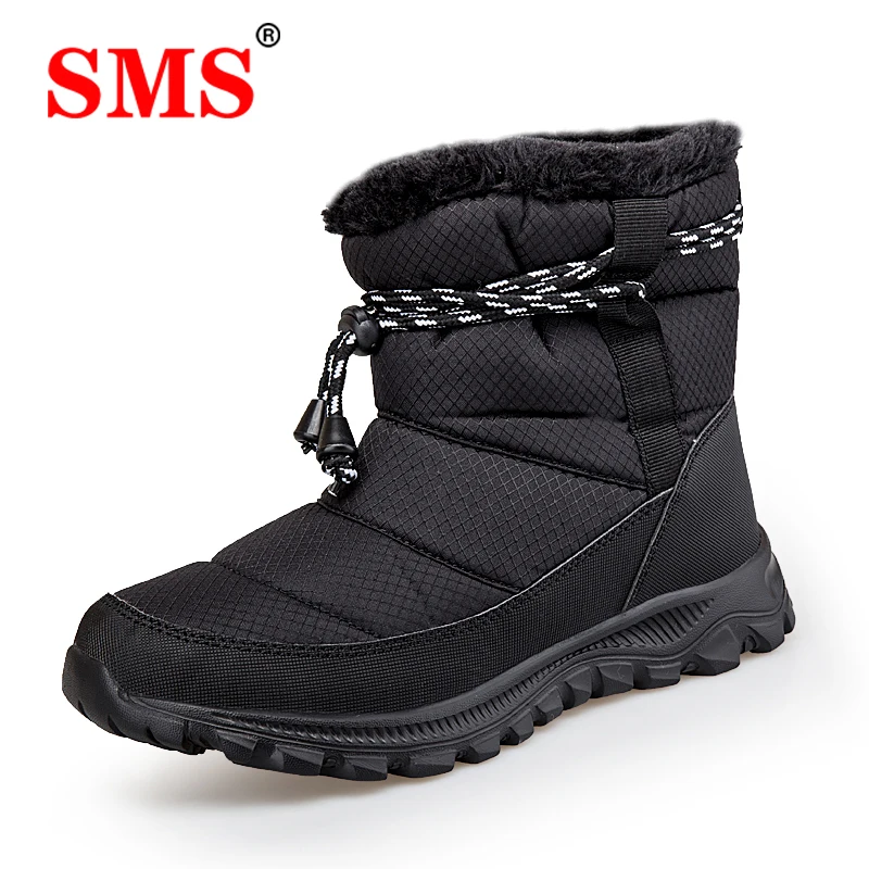 

SMS Snow Boots Men Boots Non-slip Male Winter Boots Fur Warm Ankle Boots For Hiking Shose Down waterproof Booties Botas Mujer