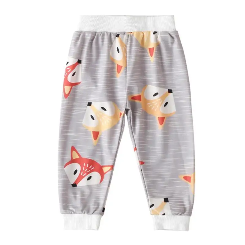 Baby Cartoon Fox Personality Printing Pants Fashion Trend Splicing Autumn Comfort Soft Kids Boys Cotton Trousers 9M-4T