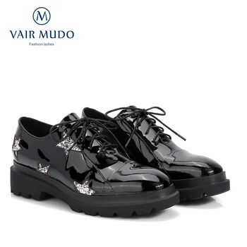 

VAIR MUDO Women Pumps New Fashion Patent leather Women Shoes Comfortable Inside British Square heel platform Lady Shoes D9L