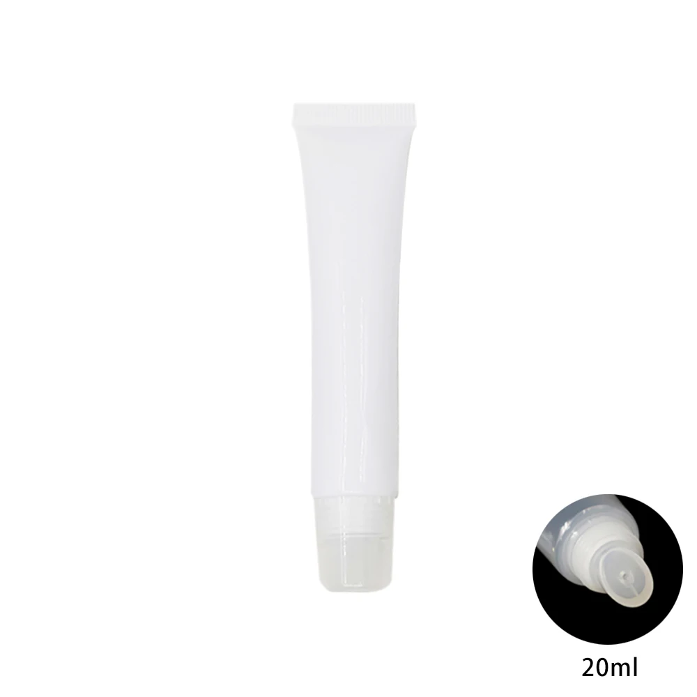 20ml White/Clear Squeeze Lip Gloss Tube with Clear/Gold/White Cap