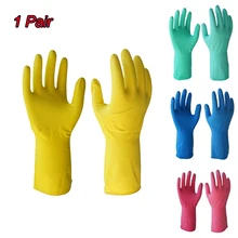 1 пара, перчатки для мытья посуды с длинным рукавом, кухонные водонепроницаемые перчатки для мытья посуды, резиновые ленты, перчатки из натурального латекса