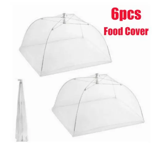 6Pcs 16 Large Pop-Up Mesh Screen Food Cover Dome Reusable Picnic Food Covers 