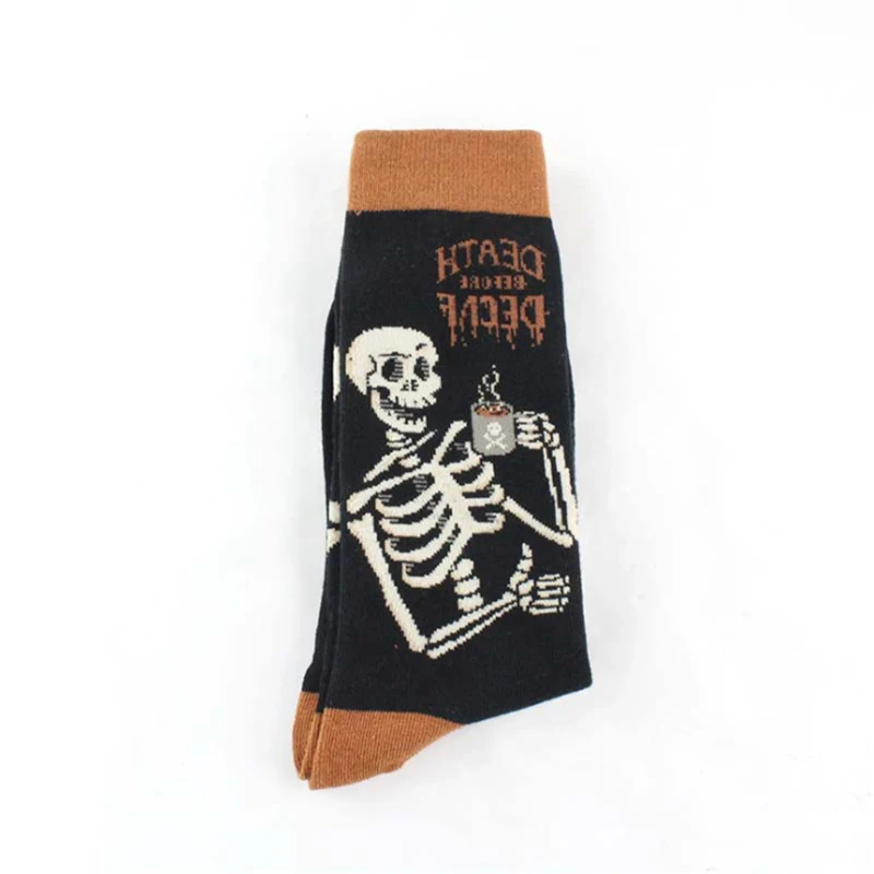 Cartoon Cotton Sock Men Fashion Retro Painting Clown Monkey Skull Cat Print Mid Mens Socks New Arrival Novelty Funny Crazy Sock