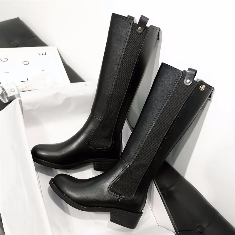 

High Boots Children's Autumn and Winter 2019 New Thick Heel Zippers But Knee Elastic Knight Boots