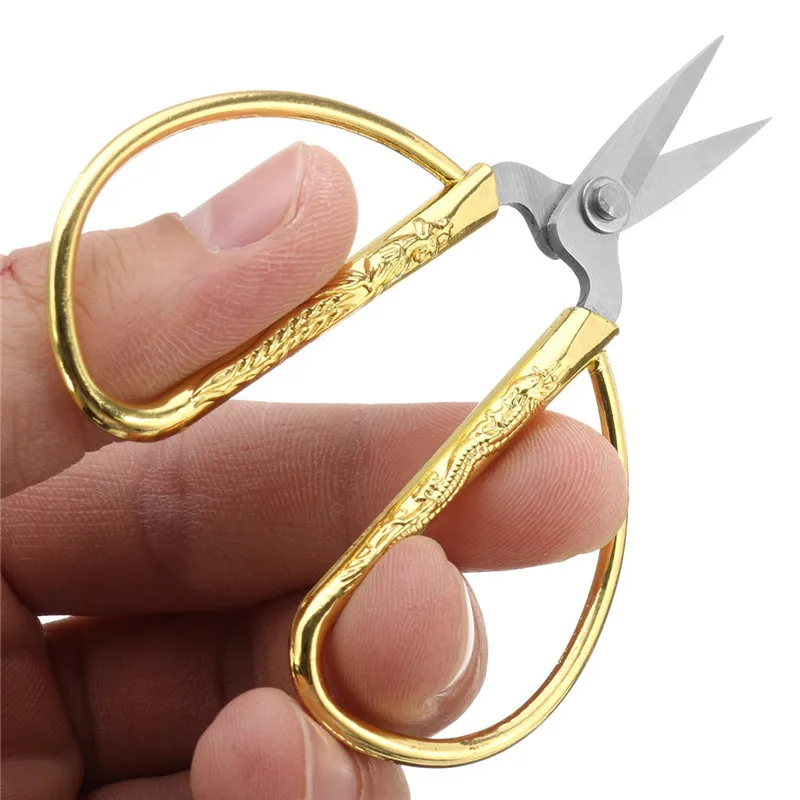 Stainless Steel Sewing Scissors for Fabric Golden Small Scissors DIY Sewing Tools Sharp Needlework Scissors Sewing Thread Cutter