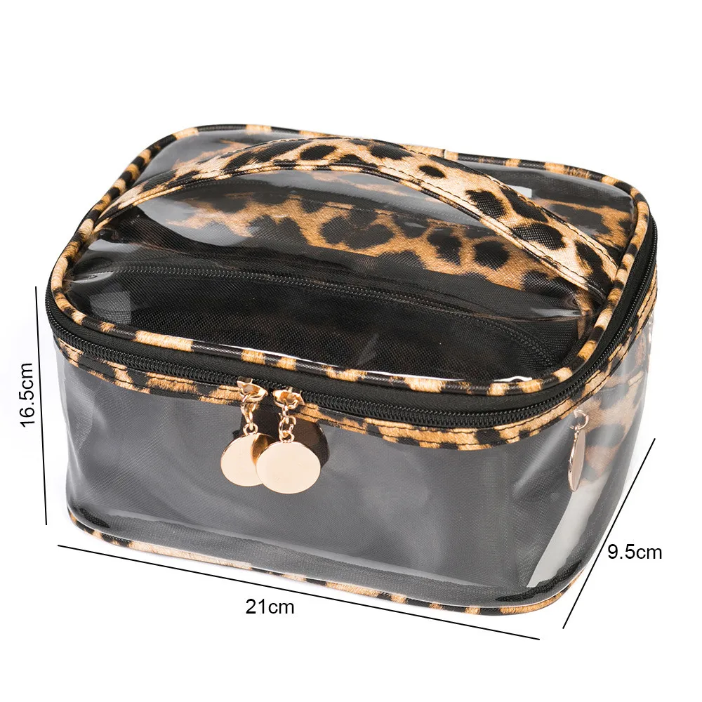 3 шт./набор Дамская леопардовая ПВХ косметичка для путешествий Водонепроницаемый Косметический макияж туалетных принадлежностей Чехол для хранения Органайзер аксессуары