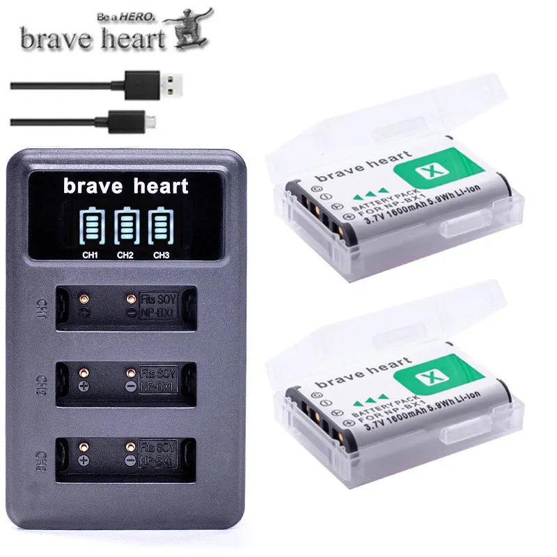 3x bateria NP BX1 NP-BX1 батареи npbx1+ 3 лота USB зарядное устройство для sony HDR-AS100v AS30 AS15 HX400 WX350 RX1 RX100 RX100iii M3 AS100V - Цвет: charger and 2battery