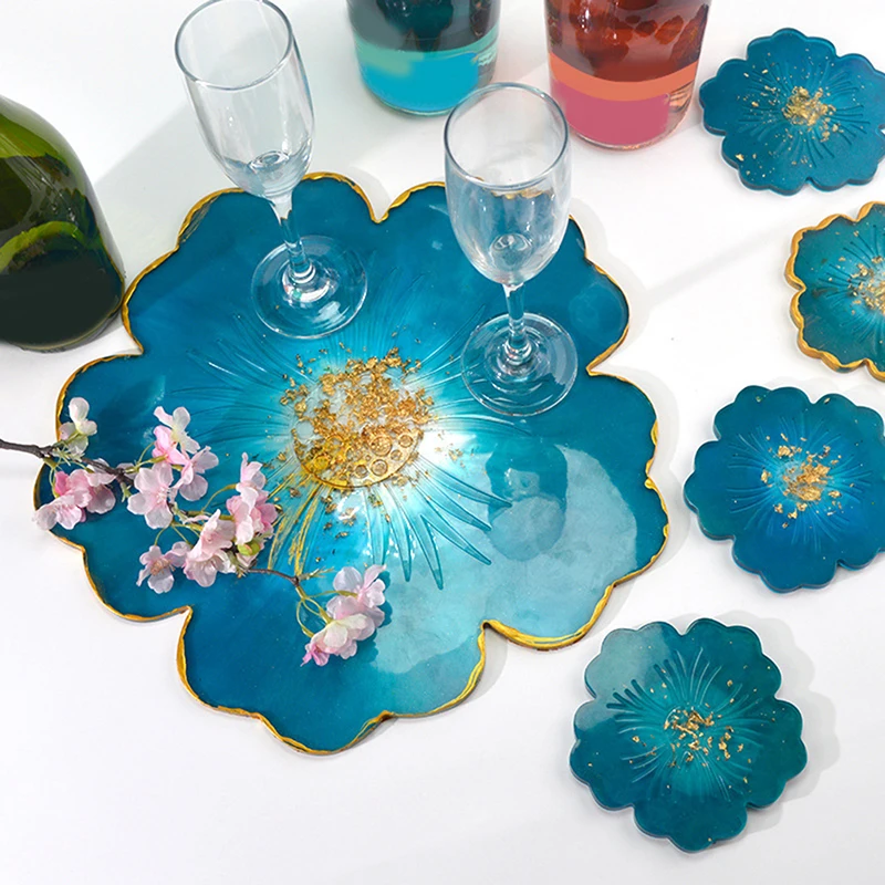 Molde De Silicona Para Joyería De Flores, Molde De Silicona Para Fundición De Resina, Cuenco De Baratija, Soporte Para Velas De Té Para Manualidades, Arte De Resina De 4.5 X 4.5