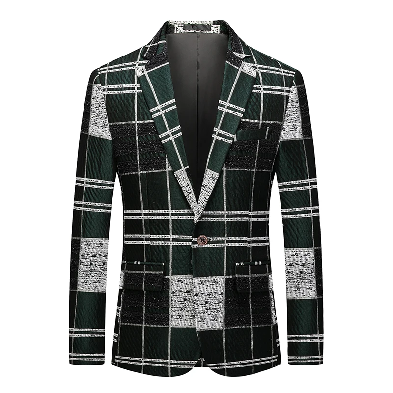 MOGU осень модный мужской блейзер хлопок клетчатая куртка Slim Fit мужской классический умный Повседневный блейзер для мужчин плюс размер 5XL