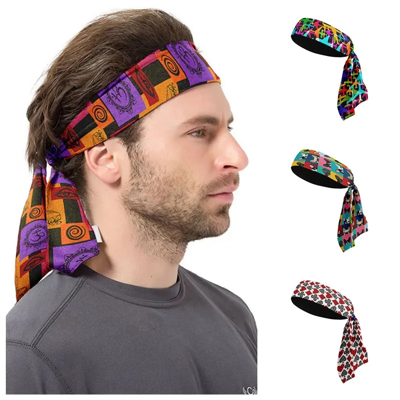 Sports Tennis Head Band For Men Outdoor Cycling Running Sweat Band Head Basketball Workout Anti-Slip Breathable Thin Hair Band