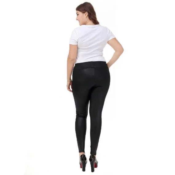 Capri Women Pants Winter Fake Leather Plus Size 3XL 4XL 5XL PU Leggings Elegant Women Retro Skinny Pencil Trousers M868