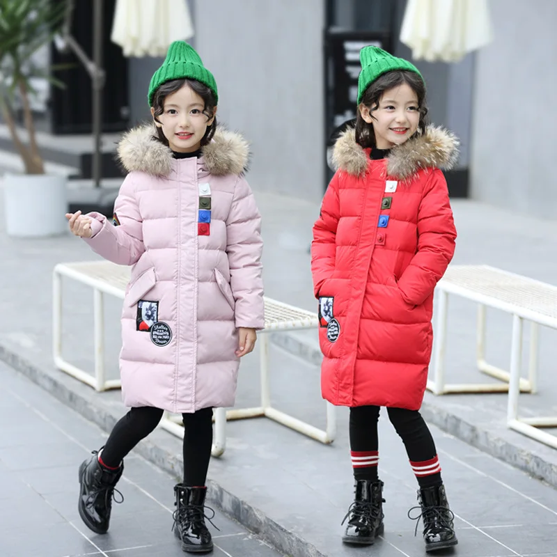 

2018 New Girls Winter Jacket Coat Cotton Thicken Warm Hooded Fur Collar Cardigans Outerwear for Girls Christmas Princess Jacket