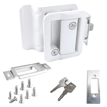 

White RV Paddle Entry Door Lock Latch Handle Knob Deadbolt Camper Trailer