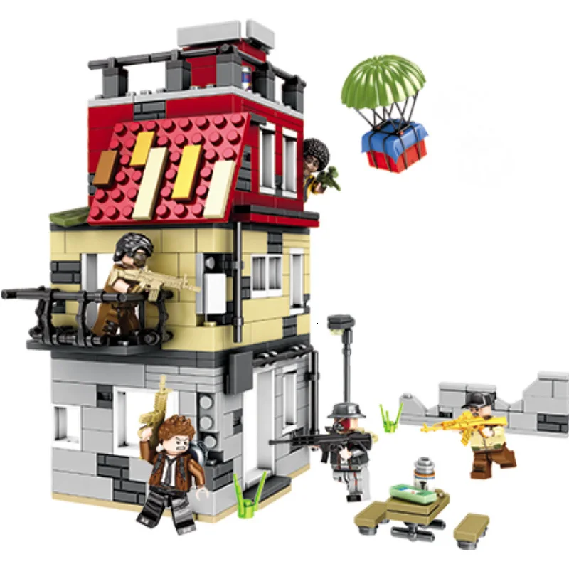  New 612pcs PUBG Island Three Layers Building Military Army WW2 Soldier Building Blocks SWAT City To