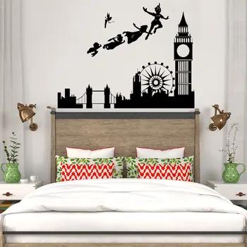 

Wall Stickers For Kids Rooms Decal Peter Pan London Cartoon Pirate Mural Children Boys Nursery Bedroom Home Decor Modern WL157