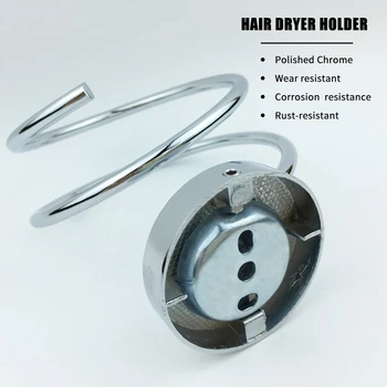 

Hot 2019 Innovative Wall-mounted Hair Dryer Polished Chrome Stainless Steel Bathroom Shelf Storage Hairdryer Holder for Hairdrye