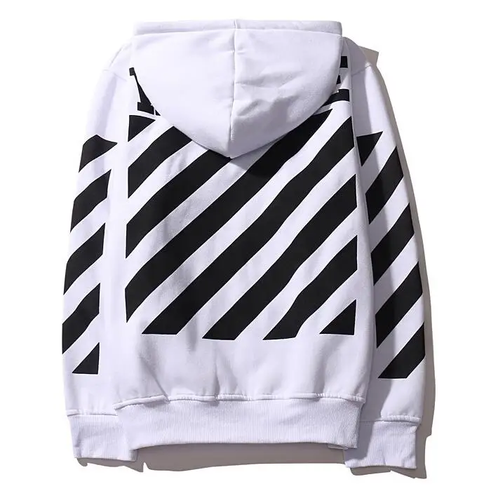 Off-White косая полоска для мужчин и женщин пара влюбленных моделей Осень Зима Повседневная хлопковая свободная толстовка с капюшоном куртка