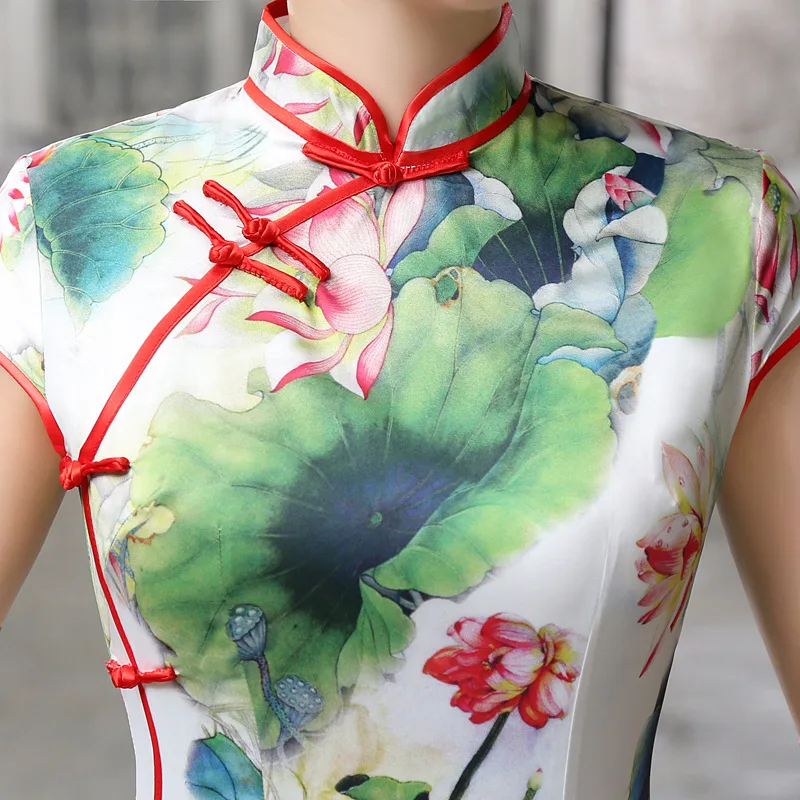 Мода улучшается ежедневно жизнь Cheongsam Slim Fit длинное платье с цветочным принтом ретро юбка большого размера C0061