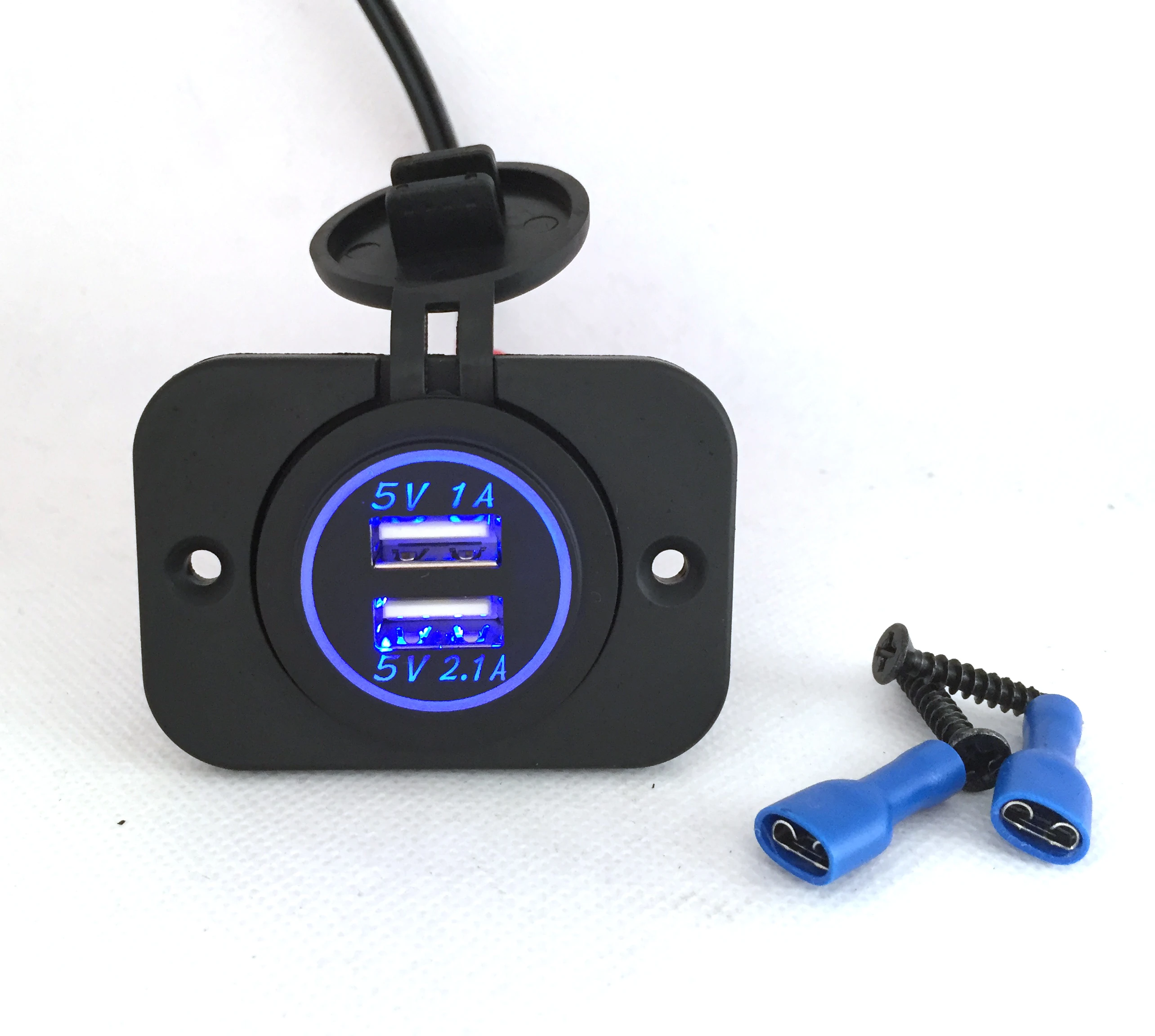 Автомобильное зарядное устройство DIY 12 в 24 В с двумя usb-портами, панель питания 1А и 2.1A для Iphone, автомобильная лодка, морской мобильный светодиодный светильник, синий, красный, зеленый, оранжевый