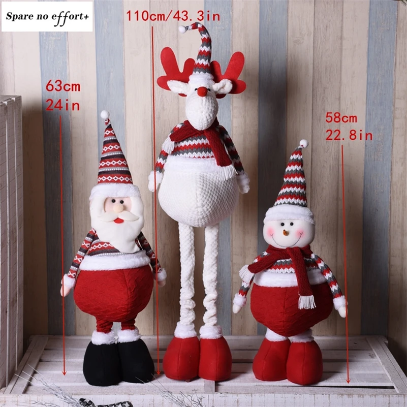 110 см Фигурки Navidad, Красные Рождественские елочные украшения, Рождественский Санта-Клаус, снеговик, лося, куклы, enfeite de natal, подарок на год