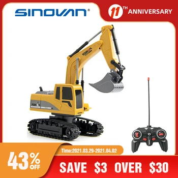 Sinovan RC Car 1:24 Excavator Toy RC Truck with Lights Engineering Car Alloy Plastic Traktor for Kids Gift Chargeable RC Cars 1