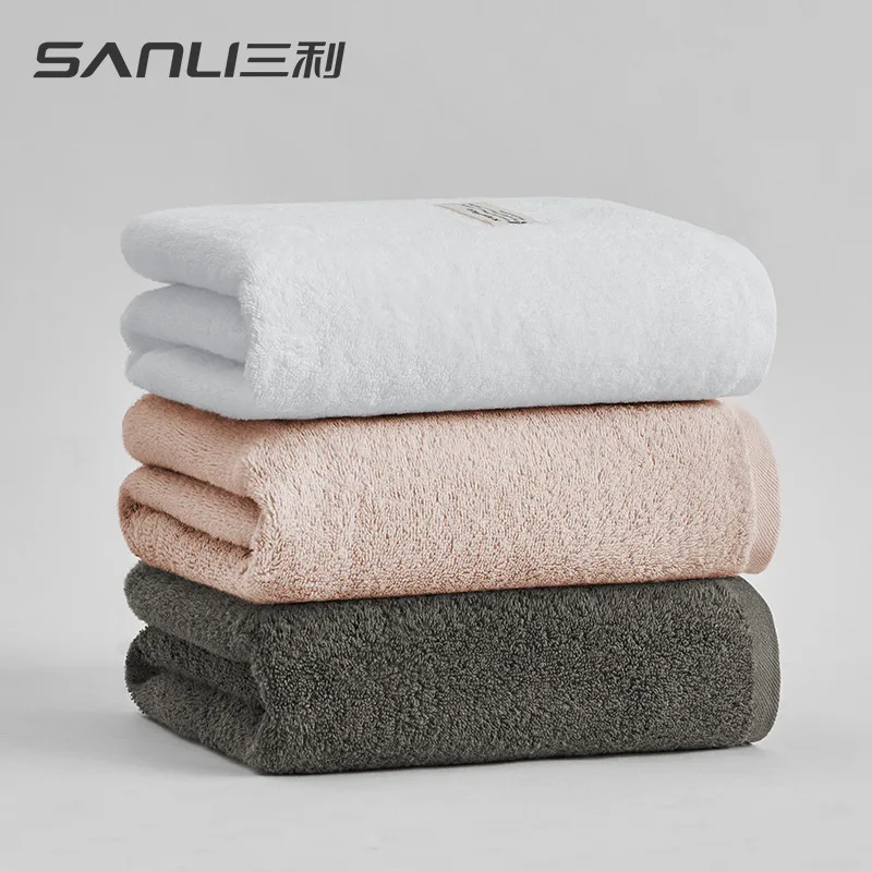 

Sanli Towel Plain Color New Clear Bath Towel Cotton Absorbent Bath Towel Pure Cotton Extra-large Combed Cotton Bath Towel
