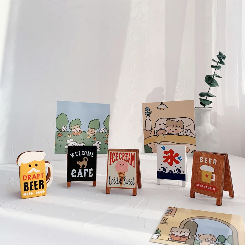 Sharkbang Vintage Coffee Beer Wooden Memo Holder Clip Photo Card Stand Folder Decorative Kawaii Stationery | Канцтовары для офиса