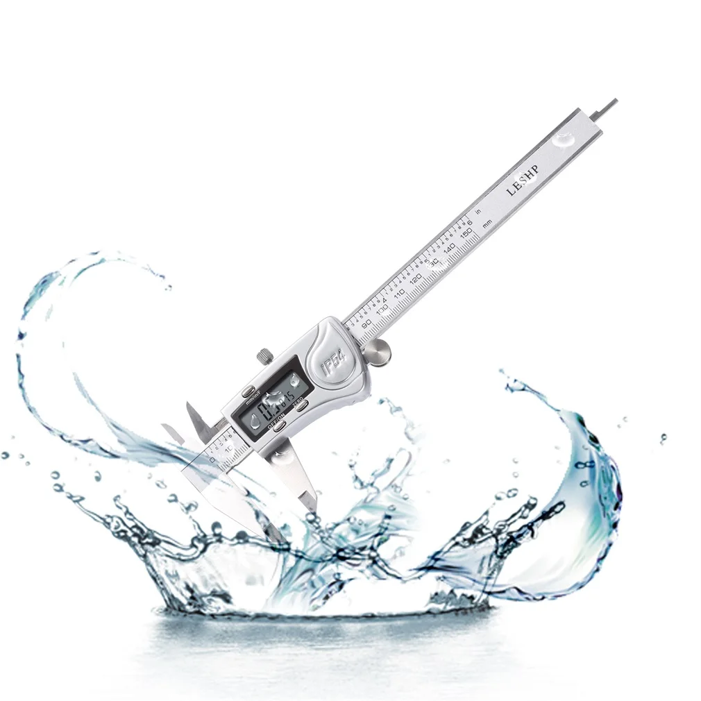 LESHP Electronic Digital Caliper 6 Inch with LCD Screen Waterproof Stainless Steel & Zinc Alloy Accurate Vernier Caliper Tool