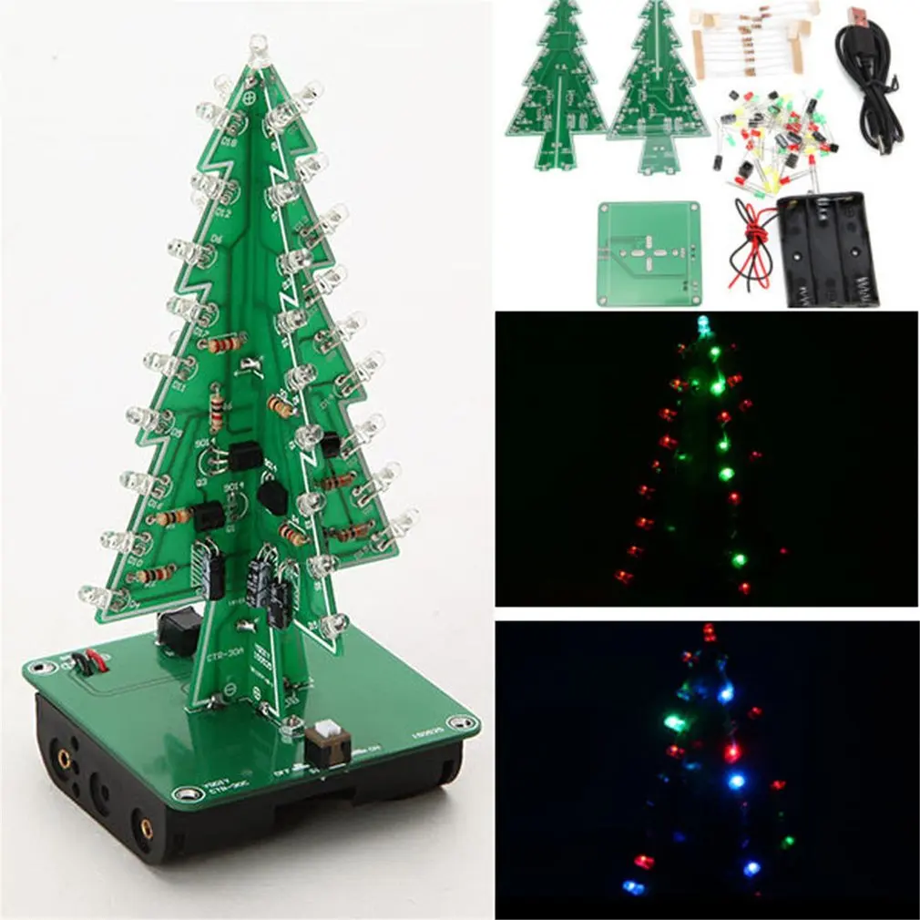 7 цветов флэш Рождественская елка запчасти комплект Diy светодиодный 3D Рождественская елка монтажная плата модуль с светодиодный подсветкой самоблокирующийся переключатель