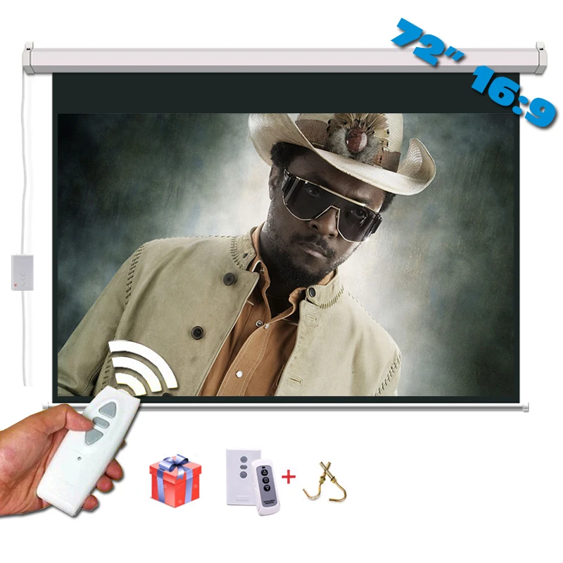 72 Inches 16:9 Electric Projection Screen Matt White Pantalla Proyeccion for LED LCD HD Movie Motorized Projector Screen