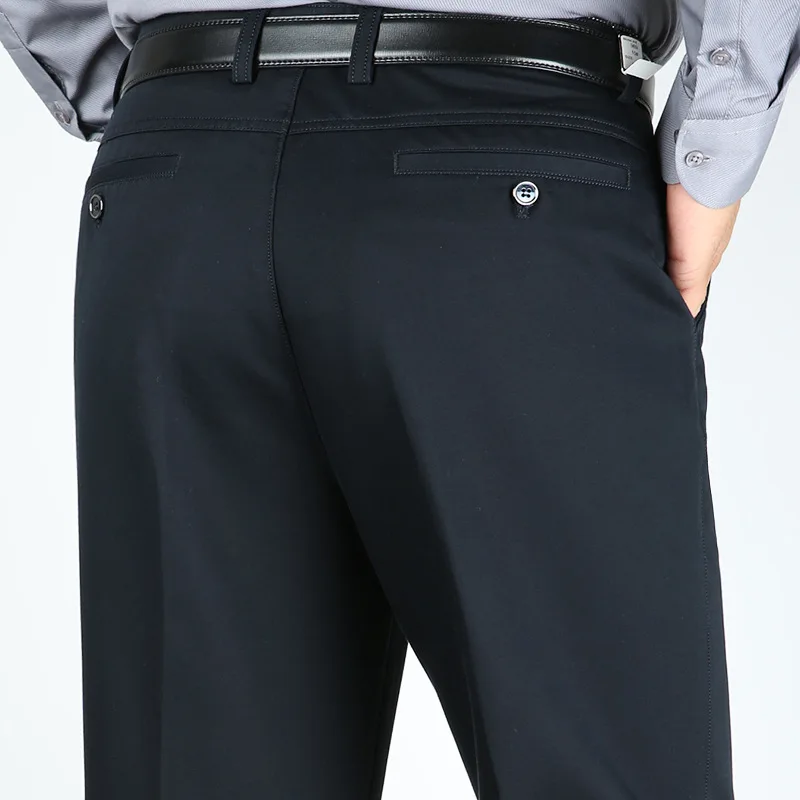 Autumn Winter Thick Men Casual Pants High Waist Loose Trousers Stretch Cotton Middle-aged Men's Straight Pants casual pants