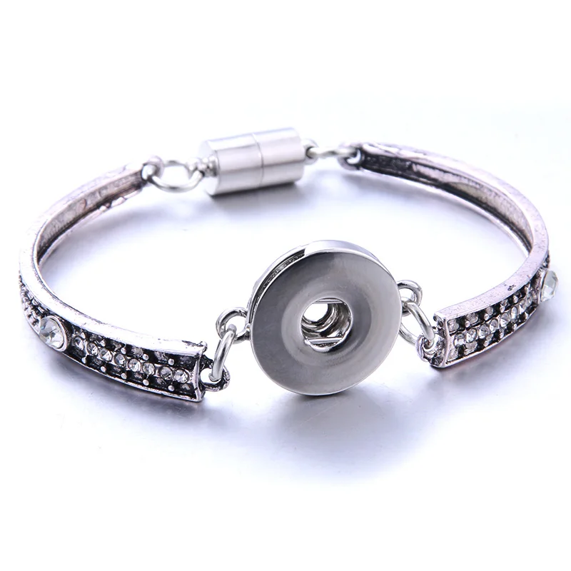 New Metal Snap Button Bracelet Bohemian Magnet Snap Bracelet For Women 18mm Snap Buttons Interchangeable Charm Snap Jewelry - Окраска металла: B1349