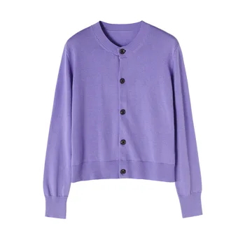 

Women Sweater 2020 Spring New Two-color Casual Knitted Single-breasted Cardigan