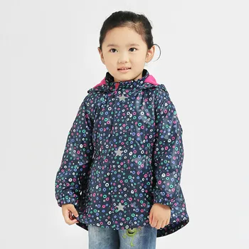 

Girls jacket spring autumn children's hooded long polka dot trench coat infants 3-8 years rainproof windproof tops kids clothes