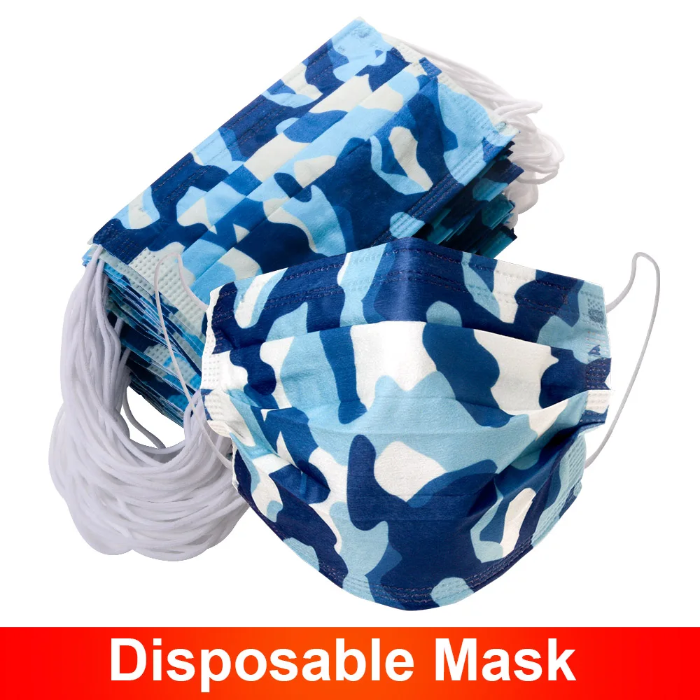 

10/50/100pcs Disposable Camouflage Masks 3 Layers Facial Face Mask Dust Filter Protective Mouthmask Masken Masque Jetable Adulte