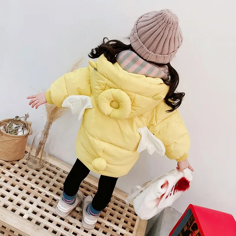 

Inflatable Online Celebrity Back Parent And Child-Baby with Wing of Cotton Coat Girls Winter Clothes-Fly Front Kids' Overcoat